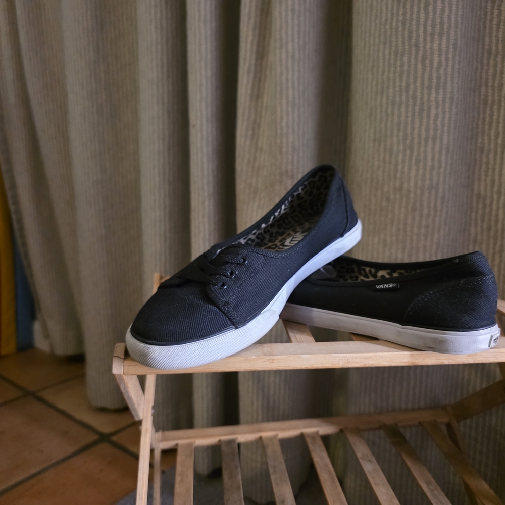 Vans Black Canvas Sneakers with White Sole
